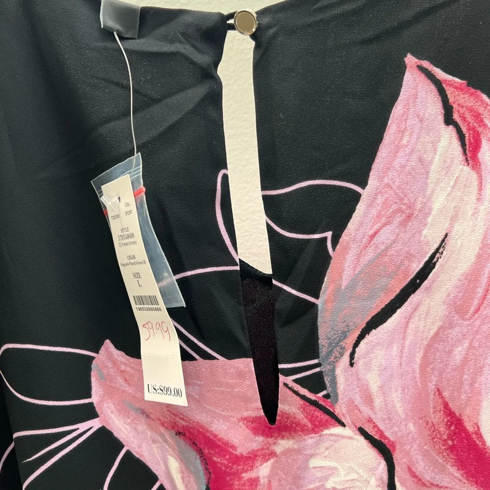 Floral Black and Pink Women's Top - Picture 3 of 3